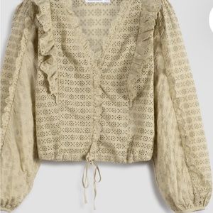 UNSUBSCRIBED Eyelet Long Sleeve Blouse
